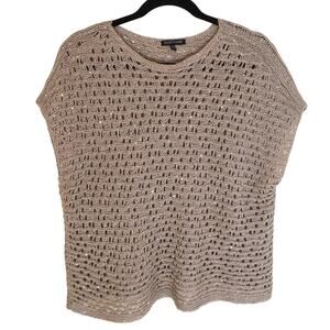 Eileen Fisher Open Knit Beige Sequin Sweater